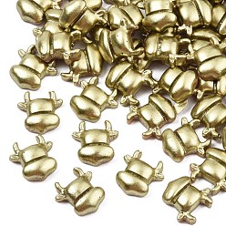 Dark Goldenrod Spray Painted Opaque Resin Cabochons, Cow, Dark Goldenrod, 11x11x4mm