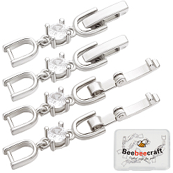 Платинированный 10шт. латунь с раскладывающимися застежками из кубического циркония, Реальная платина, 35x6 мм