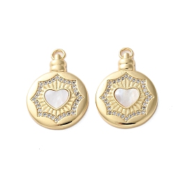 Сердце Латунные микро проложить кубического циркония подвески, с оболочкой, плоские круглые прелести, реальный 18 k позолоченный, стойки покрытие, прочное покрытие, без кадмия и без свинца, с целью перехода в кольце, сердце, 27x20.5x4 мм, отверстие : 3 мм