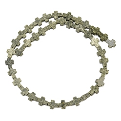 Dark Olive Green Vintage Handmade Porcelain Beads, Fancy Antique Glazed Porcelain, Cross, Dark Olive Green, 10x8x3.5mm, Hole: 1.6mm