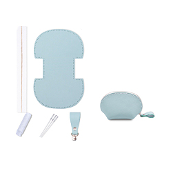 Бледно-бирюзовый Набор для самостоятельного изготовления кошелька в форме ракушки на молнии, включая материалы для сумок из коровьей кожи, бледные бирюзовая, 115x73x58 мм