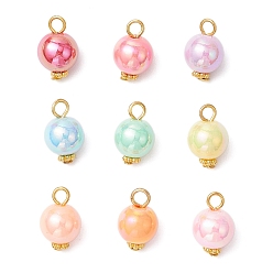 Золотой Непрозрачные акриловые подвески, с фурнитурой железной и сплавочной, круглые, золотые, 15x10 мм, отверстие : 2.5 мм