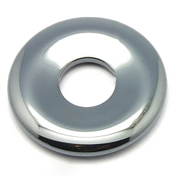 Черный Немагнитная синтетический гематит кулон, класс А, пончик / пи-диск, чёрные, ширина пончика: 13.5 мм, 41x6 мм, отверстие : 14~16 мм