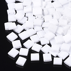 (TL402) Opaque White MIYUKI TILA Beads, Japanese Seed Beads, 2-Hole, (TL402) Opaque White, 5x5x1.9mm, Hole: 0.8mm, about 590pcs/50g