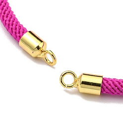 Fuchsia Nylon Cords Bracelet Makings Fit for Connector Charms, with Brass Findings and 304 Stainless Steel Lobster Claw Clasps, Long-Lasting Plated, Fuchsia, 6-1/2~6-3/4 inch(16.5~17cm), Hole: 1.8mm