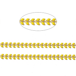 Yellow Vacuum Plating 304 Stainless Steel Cobs Chains, with Enamel, Soldered, with Spool, Golden, Yellow, 7x6x1mm