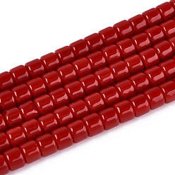 (123L) Белый крем непрозрачный блеск Непрозрачные сплошные цветные стеклянные бусины, колонка, огнеупорный кирпич, 3.5x4~4.5 мм, отверстие : 0.7~0.9 мм, около 102~108 шт / нитка, 14.17~14.96 дюйм (36~38 см)