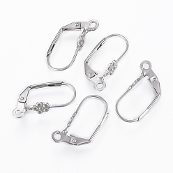 Stainless Steel Color Tarnish Resistant 304 Stainless Steel Leverback Earring Findings, with Loop, Stainless Steel Color, 19x11x5mm, Hole: 1.5mm, Pin: 0.8mm