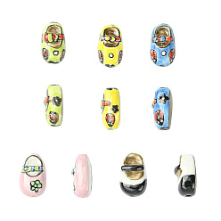 (52) Непрозрачная лаванда 10шт 5цвета ручная работа печатные фарфоровые бусины, обуви, разноцветные, 20x12x9.5 мм, отверстие : 2 мм, 2 шт / цвет