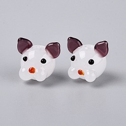 Розово-Коричневый Бусины лэмпворк , собака, розово-коричневый, 16~18x16~22x15~17 мм, отверстие : 0.9~2 мм