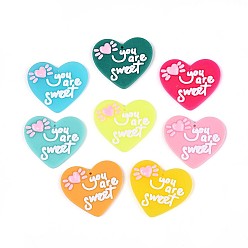 (52) Непрозрачная лаванда Непрозрачные акриловые подвески, с эмалью, сердце со словом ты милый, разноцветные, 32x36.5x3~4 мм, отверстие : 1.6 мм