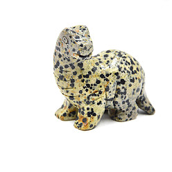 Далматинских Джаспер Резные фигурки динозавров из натуральной далматинской яшмы, Украшения из камня с энергией Рейки, 50x30 мм