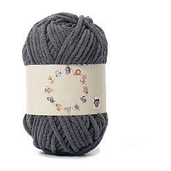 Серый Мягкая пряжа для вязания крючком, толстая пряжа для шарфа, пакет, изготовление подушек, серые, 2~3 мм, около 131.23 ярдов (120 м) / моток