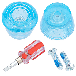Светло-Голубой Носки роликовых коньков, полиуретановые пластиковые двухрядные заглушки для тормозов на роликовых коньках, отвертка с винтами, Небесно-голубой, 46x34 мм, внутренний диаметр: 9 мм и 20 мм