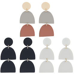 (52) Непрозрачная лаванда 3 пары 3 стильных сережек-гвоздиков из полимерной глины с 316 штифтами из хирургической нержавеющей стали, полукруглый и плоский круглый, разноцветные, 61.5~62x26.5 мм, 1 пара / стиль