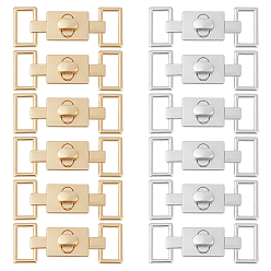 Platinum & Light Gold 12 шт. 2 цвета сплав поворотный замок застежки, поворотный замок для изготовления кошелька, платина и светлое золото, 5.2x2x0.95 см, отверстие : 14.5x5.5 мм, 6 шт / цвет