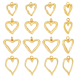 Настоящее золото 18K 14 латунные подвески шт., сердце, стойки покрытие, без кадмия и без свинца, долговечный, с целью перехода в кольце, реальный 18 k позолоченный, 17~25.5x16~23.5x2~4 мм, отверстие : 3 мм