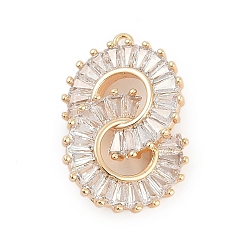 Настоящее золото 18K Латунные подвески, прелести бесконечности, со стеклом, реальный 18 k позолоченный, 22x14.5x5.5 мм, отверстие : 1 мм