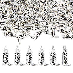 Античное Серебро 50шт. подвески из сплава в виде ковбойских сапог, с 304 кольцами из нержавеющей стали, античное серебро, 20 мм