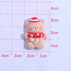 Розово-Коричневый Рождественская серия из непрозрачной смолы декодирует кабошоны, медведь, розово-коричневый, 25x25 мм