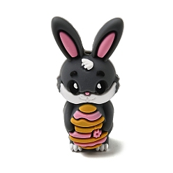 Кролик Пасхальные силиконовые фокусные бусины, серые, кролик, 39x20x16 мм, отверстие : 2 мм