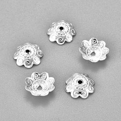 Argent 201 caps d'acier inoxydable, fleur, multi-pétale, argenterie, 10.5x3mm, Trou: 1mm