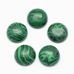 Малахит Синтетические малахитовые кабошоны, плоско-круглые, 16x6 мм