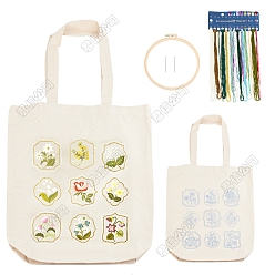 (52) Непрозрачная лаванда 1 набор для самостоятельной вышивки цветов на сумке из холста, включая стальные иглы, пластиковые пяльцы и полихлопковая нить, инструкция, разноцветные, 592 мм