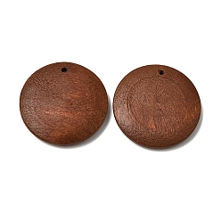 Седло Коричневый Подвески из натурального дерева, окрашенные, плоско-круглые, седло коричневый, 30.5x5.5 мм, отверстие : 1.8 мм