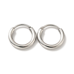 Нержавеющая Сталь Цвет Устойчивые к потускнению 201 серьги-кольца Huggie Hoop из нержавеющей стали, с 304 штифтов из нержавеющей стали, цвет нержавеющей стали, 12 датчик, 12x2 мм, штифты : 0.8 мм