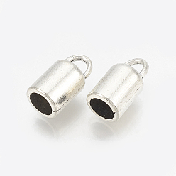 Античное Серебро Концевики для шнура, сплав, тибетский стиль, Торцевые крышки, без кадмия и без свинца, колонка, античное серебро, 13x7 мм, отверстие : 4.5 мм, Около 800 шт / 1000 г, внутренний диаметр: 3 мм