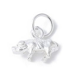 Свинья 925 стерлинговое серебро 3d китайские зодиакальные подвески, с прыжковых колец, серебряный цвет гальваническим, свинья, 8~14x5~11x3~6.5 мм, отверстие : 3.5 мм