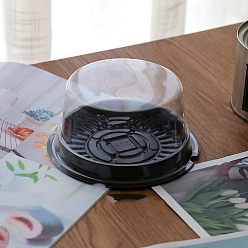 Черный Пластиковые контейнеры для торта, одноразовые коробки для десертов, с крышками, круглые, чёрные, 137x65 мм