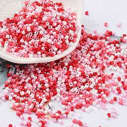 Индийский Красный Выпечка краска стеклянные бусины, цилиндр, Индийская красная, 2x1.5 мм, отверстие : 1 мм, Около 50398 шт / фунт