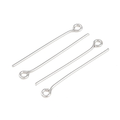 Real Platinum Plated SHEGRACE 20G Brass Eye Pins, Cadmium Free & Nickel Free & Lead Free, Real Platinum Plated, 25.5x3x0.7mm, Hole: 1.5mm, 21 Gauge