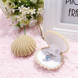 Shell Shape Velvet Rings Box, Jewelry Box, Shell Shape, 6.5x5.5x3cm