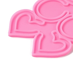 Hot Pink DIY Silicone Pendant Molds, Resin Casting Molds, Clay Craft Mold Tools, Heart, Hot Pink, 130x108x6mm, Inner Diameter: 50~59x25~51mm