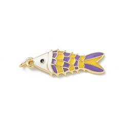 Желтый Подвески из латуни с морскими животными и эмалью, стойки покрытие, без кадмия и без свинца, долговечный, с целью перехода в кольце, реальный 18 k позолоченный, желтые, 27x10x3 мм, отверстие : 3.5 мм