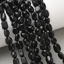 Obsidian Natural Obsidian Beads Strands, Tumbled Stone, Nuggets, 6~13x5~8x4~8mm, Hole: 0.7mm, about 17~22pcs/strand, 6.89~7.09 inch(17.5~18cm)