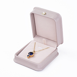 Розовый Искусственная кожа кулон подарочные коробки, с железной и пластиковой пуговицей из искусственного жемчуга и бархатом внутри, для свадьбы, футляр для хранения ювелирных изделий, туманная роза, 8.6x7.4x3.9 см