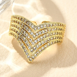 Настоящее золото 18K Кольца-манжеты для пальцев с покрытием из латуни с микропаве из прозрачного кубического циркония для женщин, долговечный, реальный 18 k позолоченный, 17 мм, регулируемый