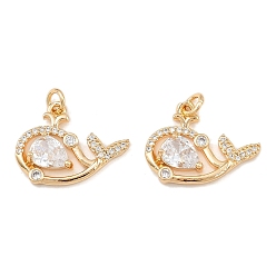 Настоящее золото 18K Латунные микро проложить кубического циркония подвески, кит, с целью перехода в кольце, реальный 18 k позолоченный, 16.5x21.5x4 мм, отверстие : 3 мм