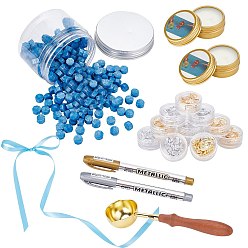 Темно-Голубой Наборы для изготовления альбомов своими руками, в том числе частицы сургуча, Полиэфирная лента, маркер, медные ложки восковых палочек, парафиновые свечи, uv gel nail art tinfoil, глубокое синее небо, Частицы сургучного воска: 300 шт.
