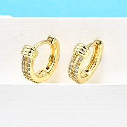 Настоящее золото 18K Латунные серьги-кольца из прозрачного кубического циркония, долговечный, без свинца и без кадмия, реальный 18 k позолоченный, 12x13x4 мм