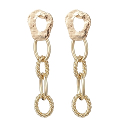 Золотой Латунные овальные серьги-гвоздики, цепочка-оберег, золотые, 60.5x14.5 мм