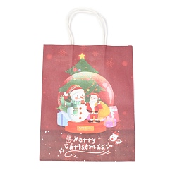 Santa Claus Рождественские тематические пакеты из крафт-бумаги, с ручками, для подарочных пакетов и сумок, Рождественский тематический паттерн, 35 см