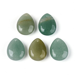Зеленый Авантюрин Естественный зеленый авантюрин подвески, слезинки, 23~23.5x17.5~18x8.5~9.5 мм, отверстие : 0.9~1 мм