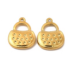 Golden Ion Plating(IP) 304 Stainless Steel Pendant Rhinestone Settings, Bag, Golden, Fit for Rhinestone: 1mm, 17x13.5x2.5mm, Hole: 1.2mm