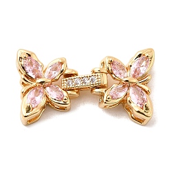 Настоящее золото 18K Латунные микро проложить кубического циркония раз за застежками, бабочка, реальный 18 k позолоченный, 27x15x6 мм, отверстия : 4.5x3 mm и 3x2 мм