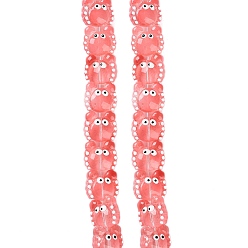 Лосось Прозрачные стеклянные бусины, с эмалью, краб, salmon, 12~13x13~14x6~7 мм, отверстие : 1 мм, около 30 шт / нитка, 13.39 дюйм (34 см)